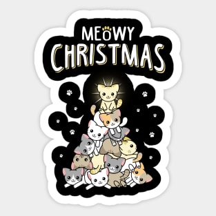 Meowy Christmas Funny Christmas Sweater Sticker